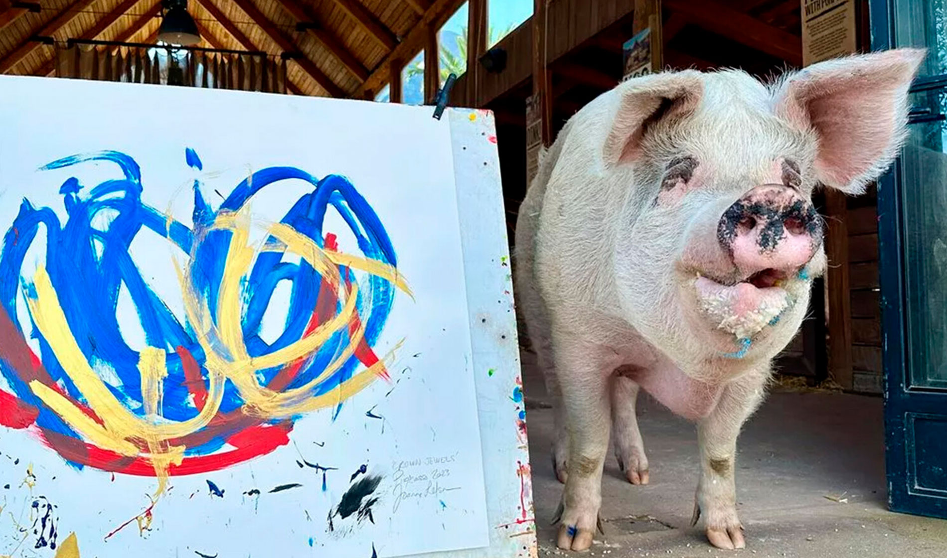 Свинья сказочно разбогатела, рисуя портреты людей